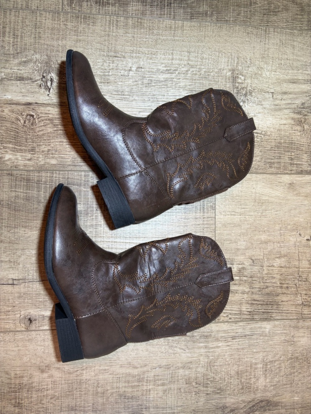 Brown Western Embroidered Cowboy Boots - Kids
